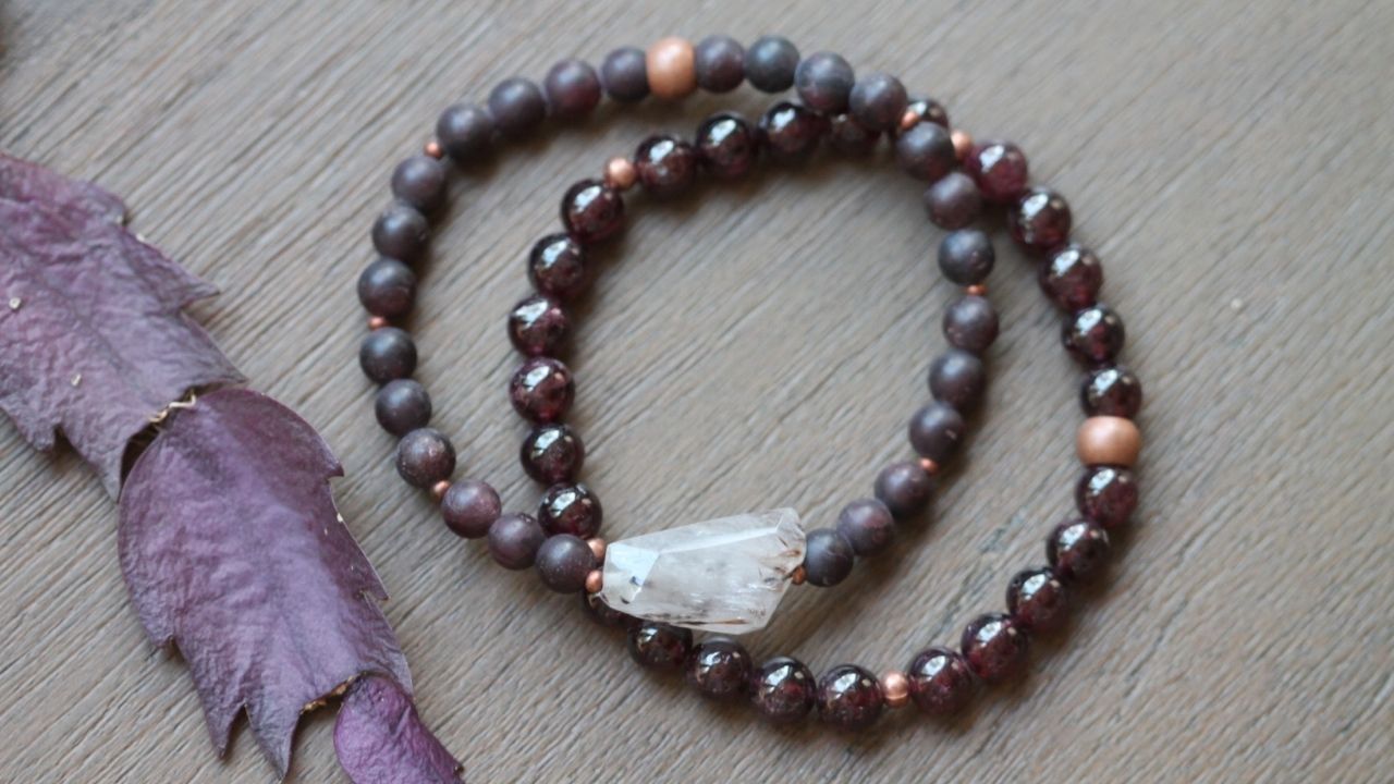 Two garnet crystal bracelets