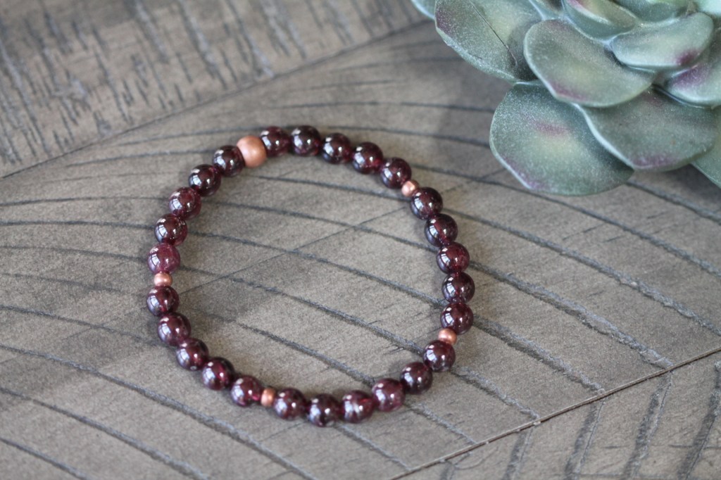 pure garnet crystal stack bracelet
