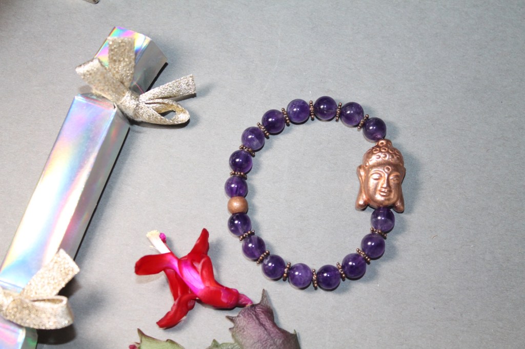 copper buddha yoga amethyst crystal bracelet